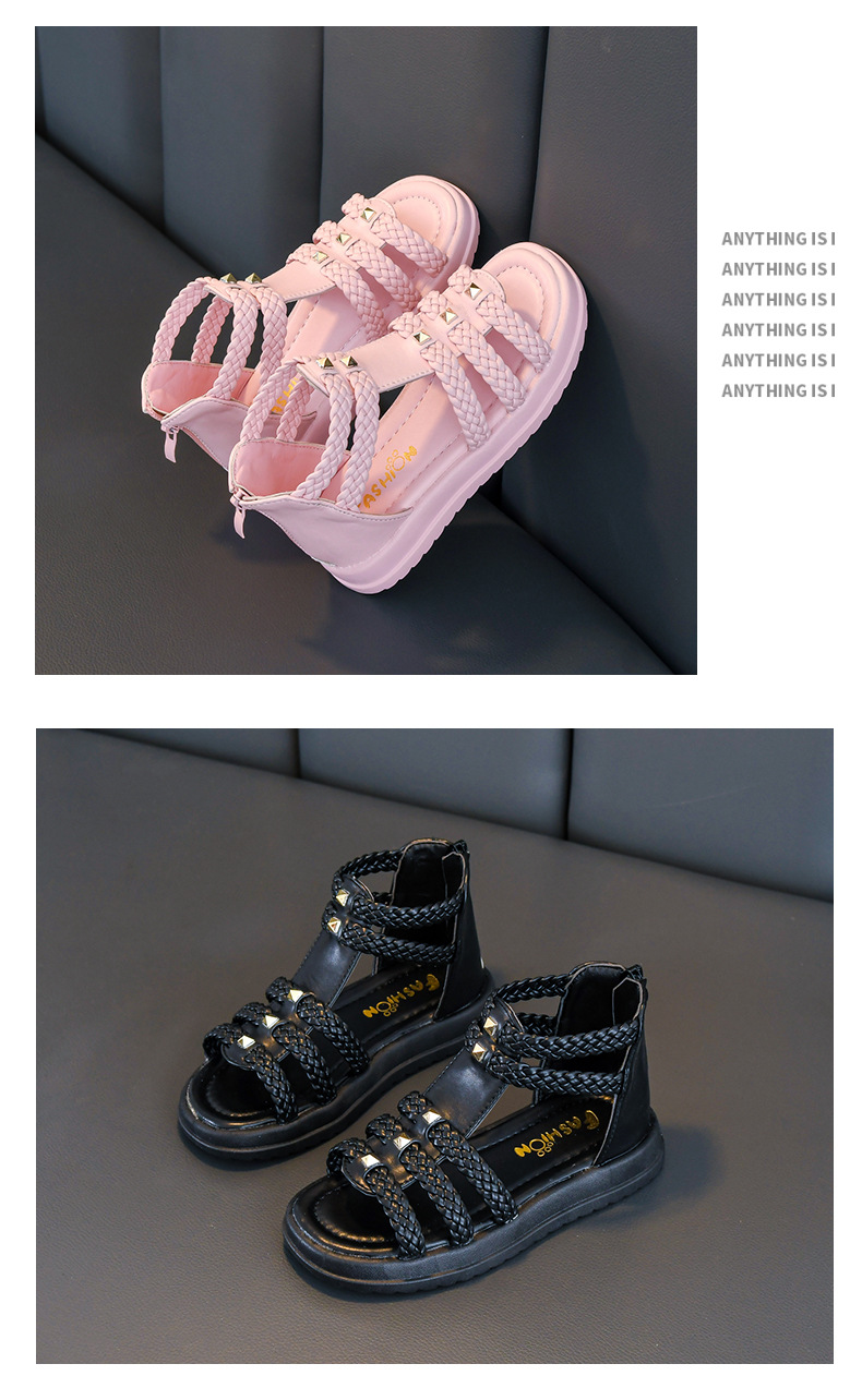Mädchen Sandalen Sommer 2023 Neue Mittlere und Große Weiche Sohle Offene spitze Prinzessin Kleine Mädchen Baby kinder Römischen schuhe_voghion.com