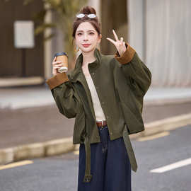 立领短外套女2026秋季新款宽松百搭超好看小个子夹克外套AH5808