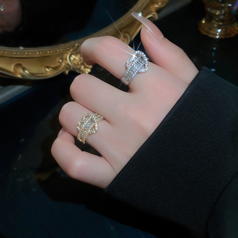 Fashion Round Heart Shape Copper Inlay Zircon Rings 1 Piece