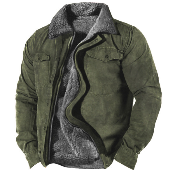 2026 Cross-Border In-Stock Thickened Side-Seam Pocket Casual Zip-Up Loose-Fit Wolf Brown Youth Cotton Jacket 2026 Cross-Border In-Stock Thickened Side-Seam Pocket Casual Zip-Up Loose-Fit Wolf Brown Youth Cotton Jacket