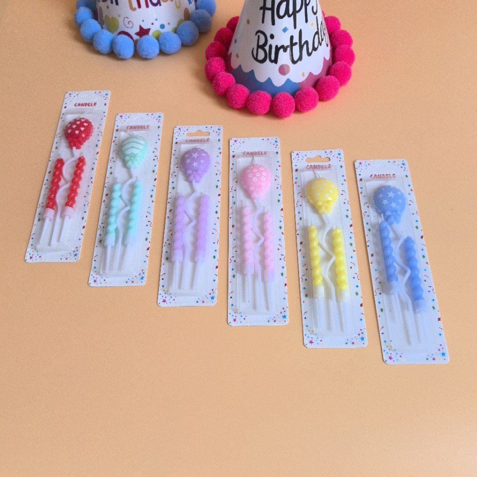 Nuevas velas de cumpleaños de color caramelo con globos de rosca set DIY pastel horneado decoración velas de color