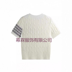 2025小狗短袖针织衫夏季学院风韩版圆领套头麻花短款上衣外穿薄款