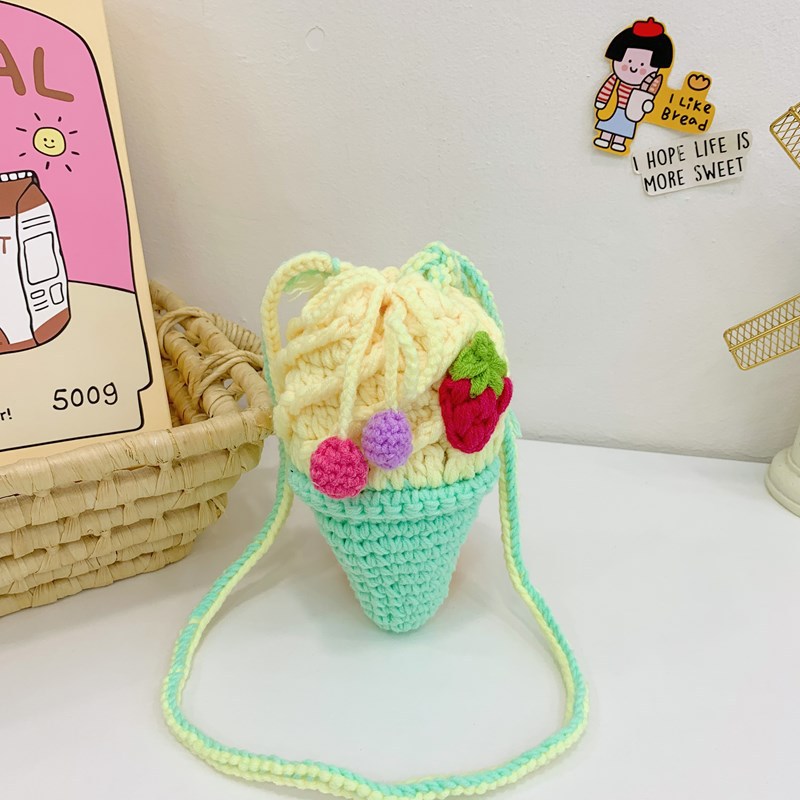 Caricatura encantadora bolsa de hombro de gancho para niños y niñas, helado dulce para padres e hijos, bolsa de mochila, otoño y invierno, nueva bolsa de fresa