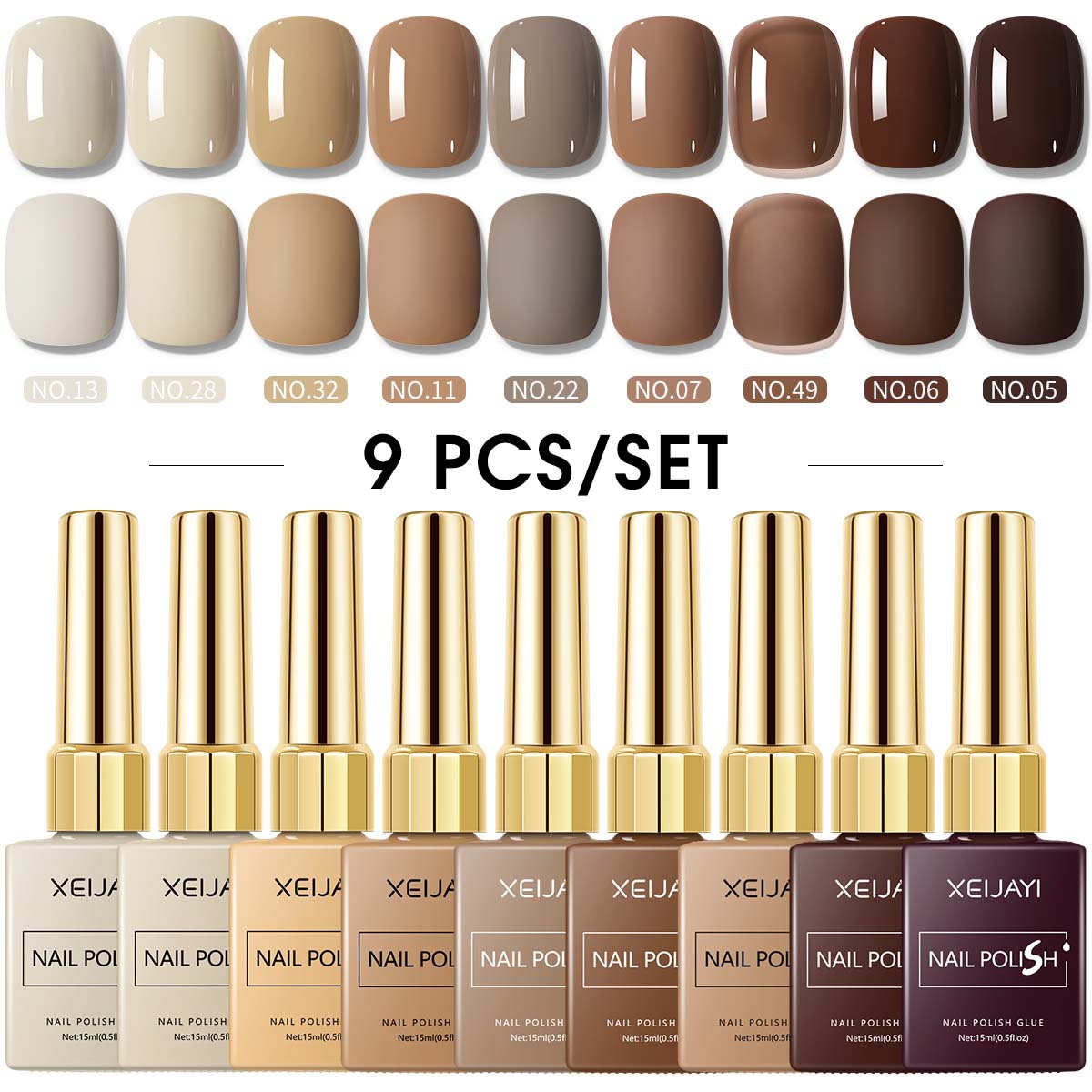 Gel de Uñas para Fototerapia Set de 9 Colores para Salón de Uñas