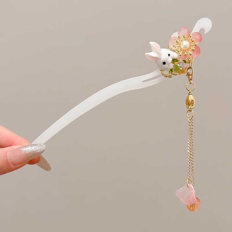 女性用の新しい中国風の木製ヘアピン、ハイエンドの古代スタイルのタッセルヘアピン、後頭部に多用途のヘアピンとヘッドドレス|undefined