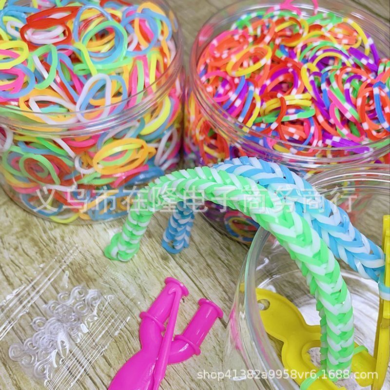 Luminous Rainbow Braided Rubber Band Bracelet DIY Kidsren's Disposable Small Rubber Band Handmade Hair Tie Luminous Rainbow Braided Rubber Band Bracelet DIY Kidsren's Disposable Small Rubber Band Handmade Hair Tie
