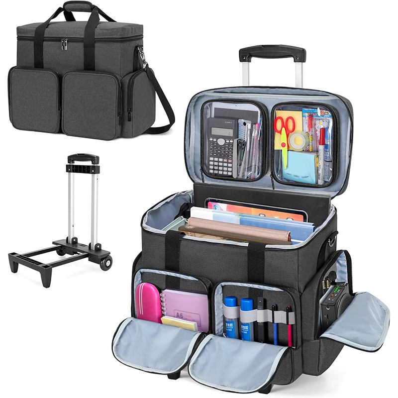 New Teacher Stationery Storage Bag, Computer Bag, Trolley Handbag, Makeup Bag, Teaching Supplies, Detachable Wheeled Cart