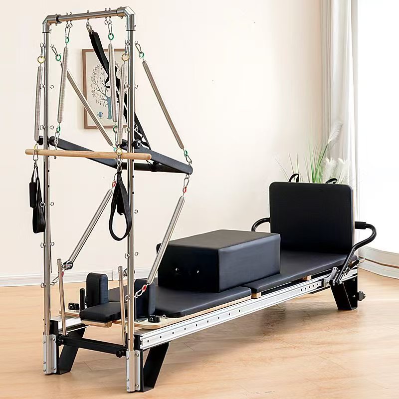 Pilates cama central semi-elevada comercial aluminio de aluminio de madera sala de yoga 2 - 3 - en - 1 gimnasio equipo grande