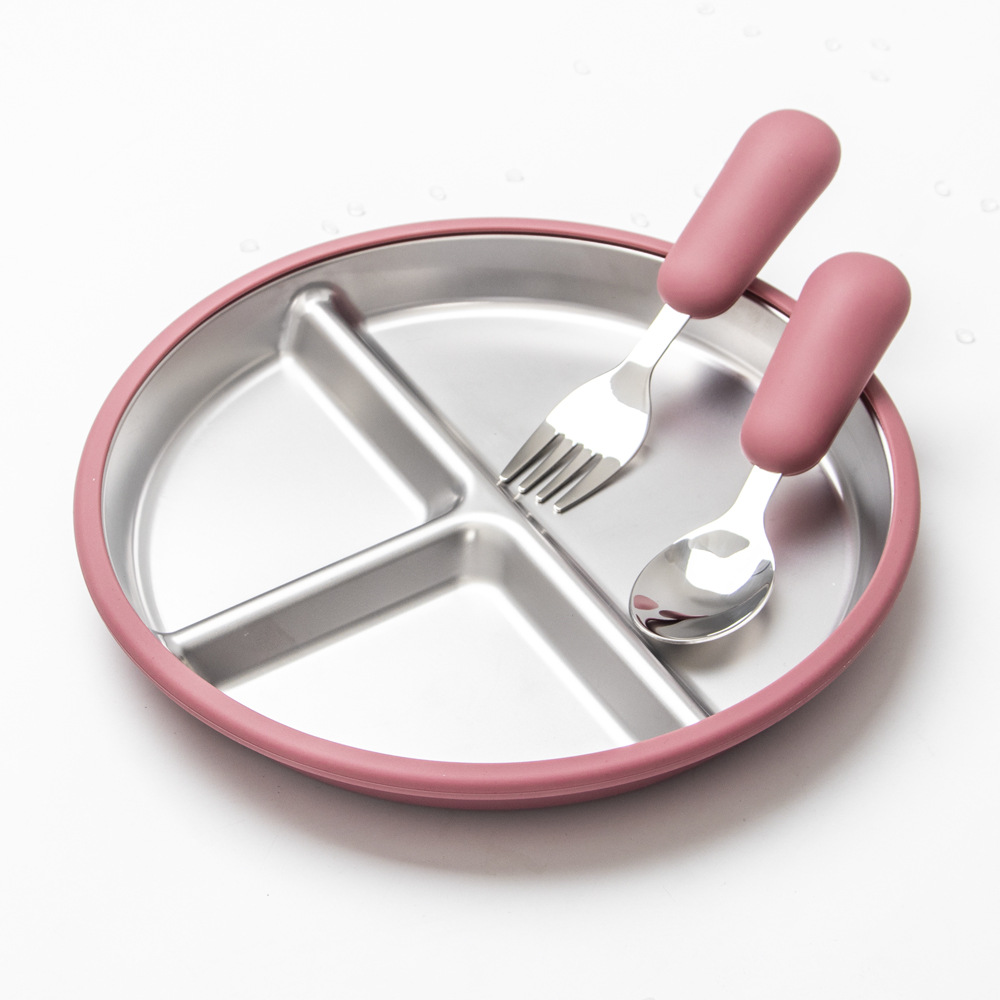 Feeding 3-piece set (rose red)