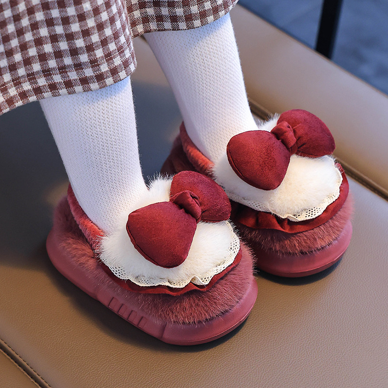 2024 nuevos zapatillas de algodón de invierno para niños niñas calentadas con pelusa EVA elástica antideslizante zapatos de algodón bebé