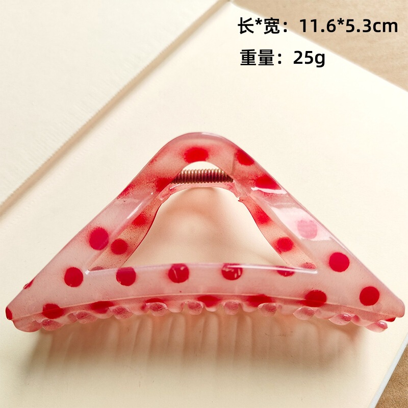 粉色系甜美波点抓夹半圆交叉三角精致高级感夏天盘发鲨鱼夹发饰女|undefined