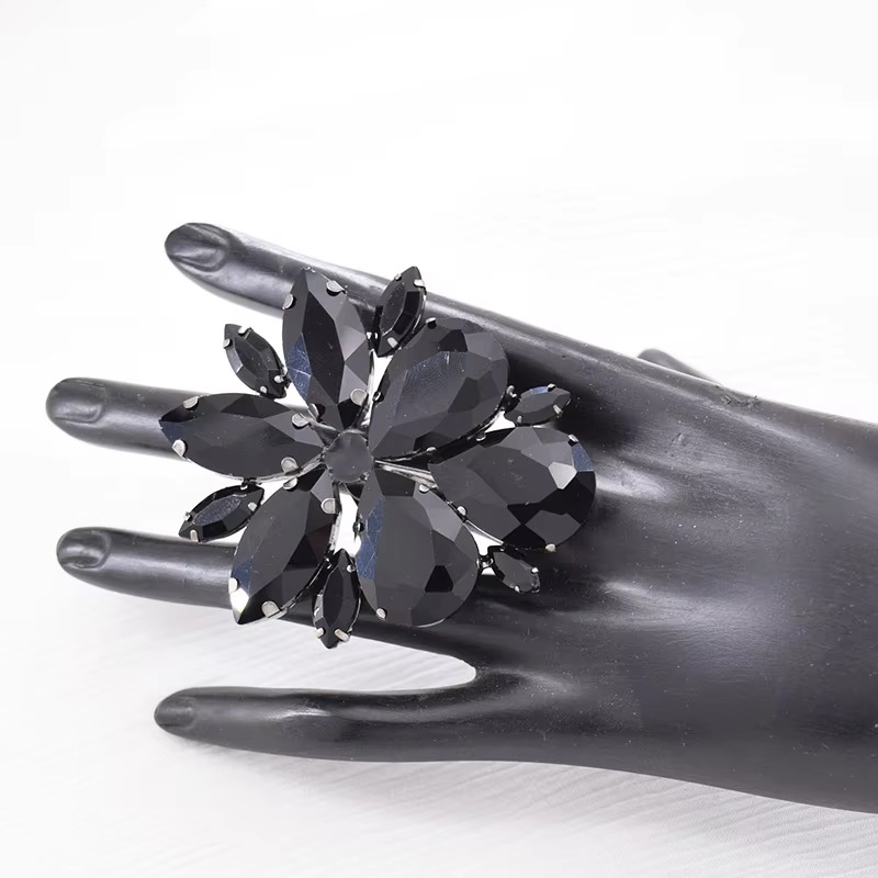 fashion all match party personality exaggerated ring flower ring colorful simple design shiny ring female_voghion.com