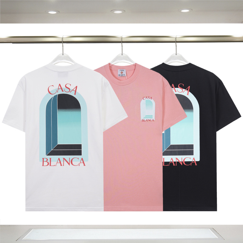 メンズ半袖 260g カサブランカ半袖 2025 春夏新作 カラープリント CASA ピュアコットン半袖|undefined