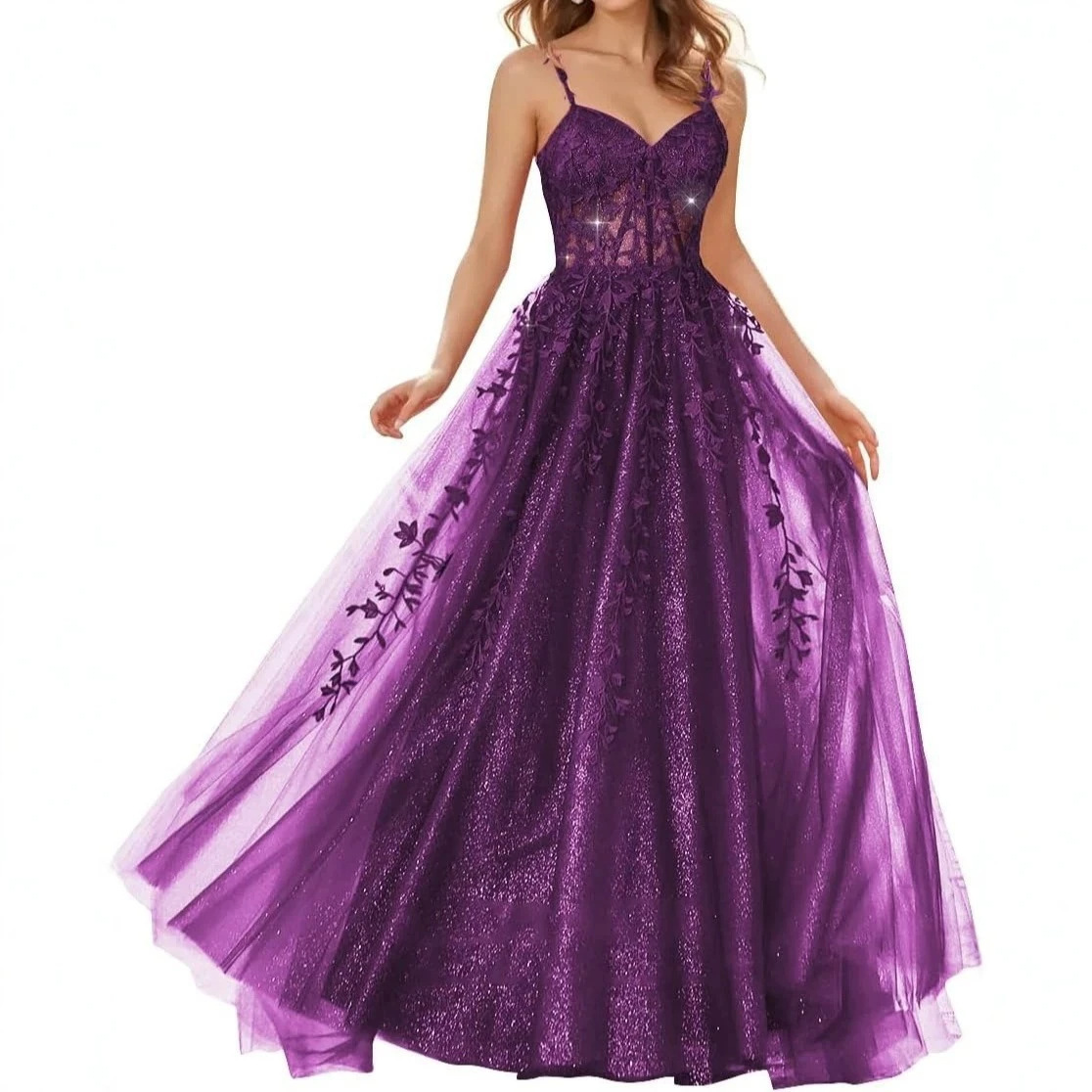 2026 nuevo vestido de tulle brillante transfronterizo vestido largo vestido de cuello en V vestido sexy