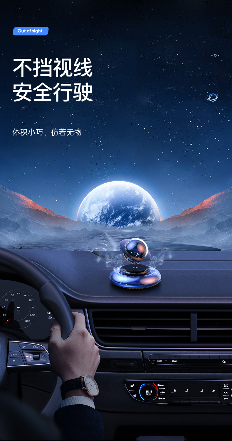 Car Solar Perfume Interior Aromatherapy Ornaments Lasting Light Fragrance Cologne Men's Car Supplies Aerospace Planet Ornaments