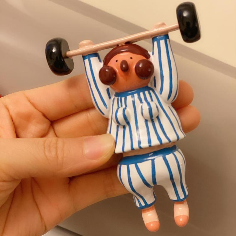 怪しい重量挙げのフィットネスの冷蔵庫は立体の手描きの樹脂の鉄の石を貼って横になって平らな磁気の装飾は伝言の磁気を貼って貼ります。|undefined