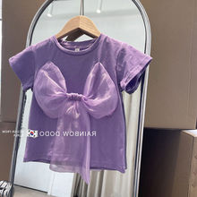 女寶寶短袖T恤韓國童裝夏裝新款女童洋氣上衣純色圓領童裝潮t