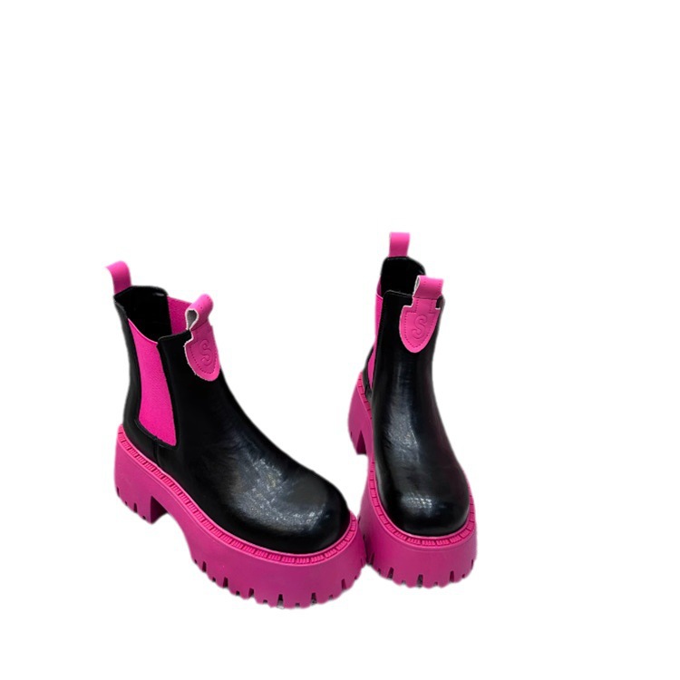 Stivali Martin in pelle verniciata da donna 2024 nuovi stivali con suola piattaforma stile camino colorati per le piccole persone che aumentano la versatilità_voghion.com