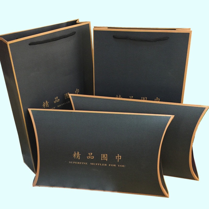 尧煊工厂店羊绒围巾礼品盒丝巾包装丝质睡内衣黑色手提袋年会赠品