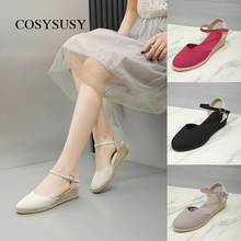 外贸跨境包头麻绳坡跟凉鞋圆头松糕跟凉鞋外穿百搭坡跟鞋WEDGES