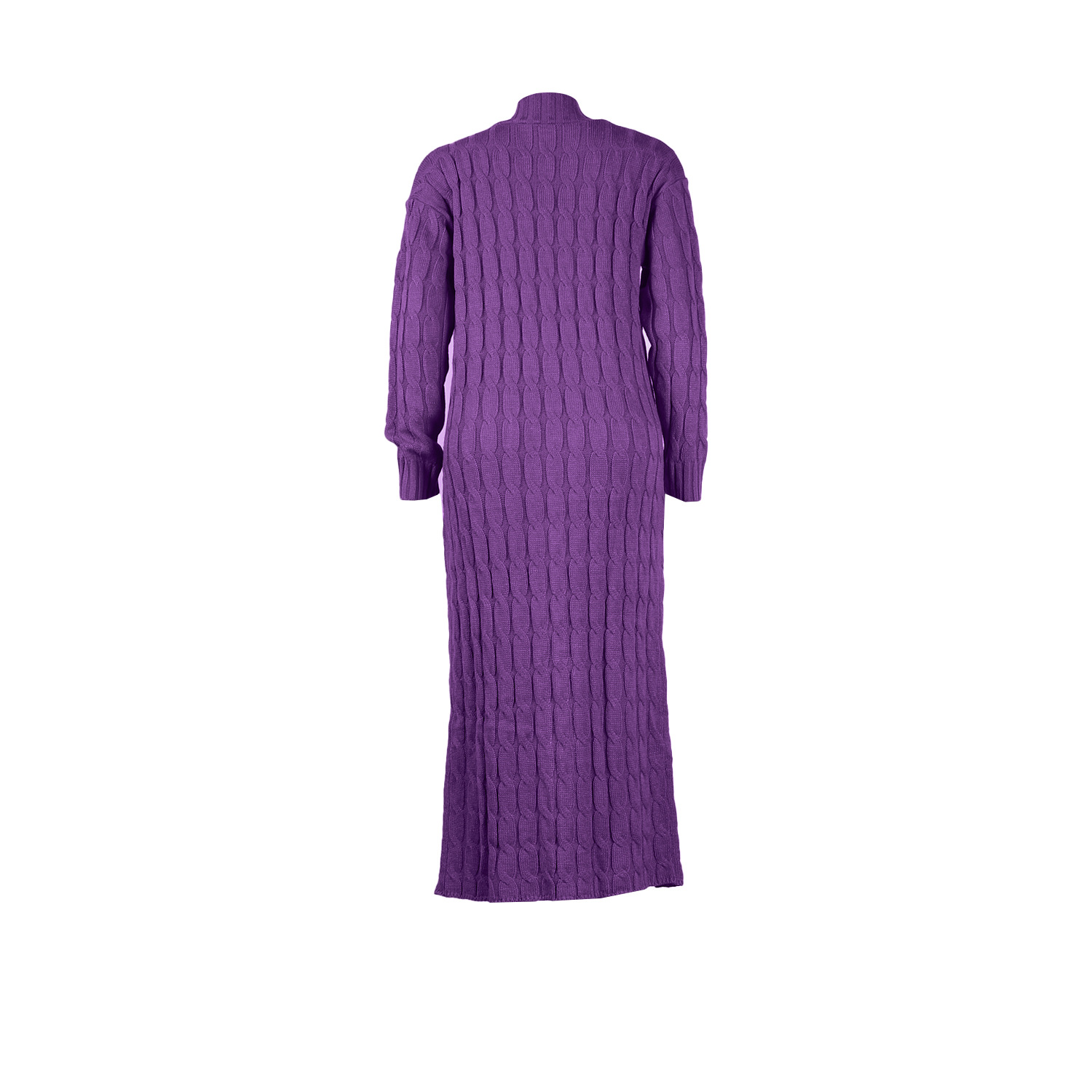 Damen Strickjacke Lang Aus Grobstrick In Unifarben Wintermantel_voghion.com