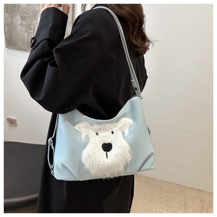 Cute little dog tote bag, women's bag, fashionable new school style backpack, large-capacity commuting single-shoulder bag undefined
