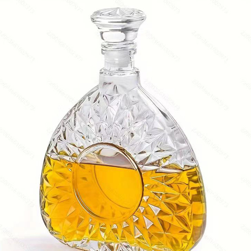 Botella de vino tinto, vidrio de diamante, botella de whisky en forma de tierra, botella vacía, divisor de vino, botella de vino cuadrada, decantador