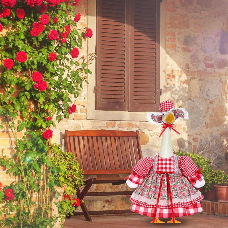 23inch プラスチック像芝生ポーチガチョウの服花ファンシースカートに適したセット|undefined