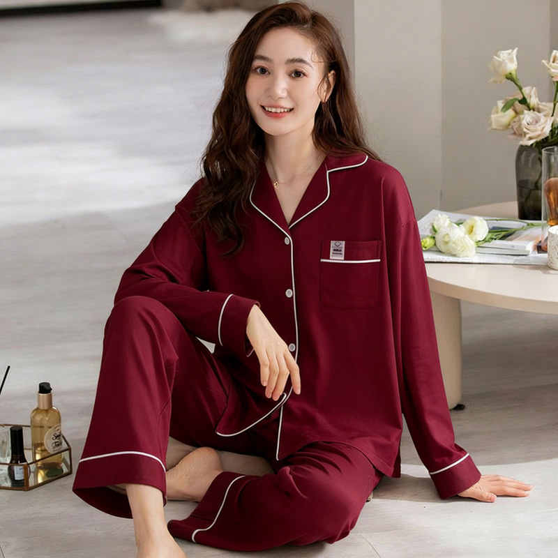 Pajamas for Women, Spring and Autumn, Long-Sleeved and Long-Pants, Loose and Casual, High-End Home Wear and Outerwear Set for Autumn and Winter Pajamas for Women, Spring and Autumn, Long-Sleeved and Long-Pants, Loose and Casual, High-End Home Wear and Outerwear Set for Autumn and Winter