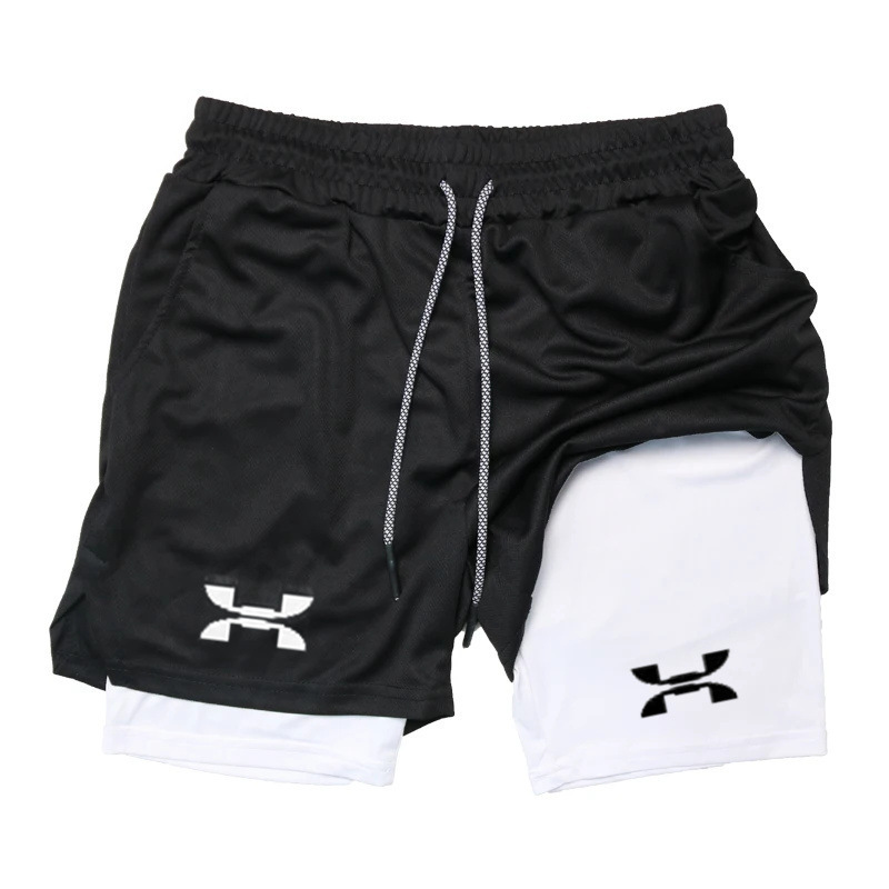 Trendy Brand Summer New Men's Running Shorts Gym Sports Shorts 2-in-1 Quick-Dry Training Gym Suitable