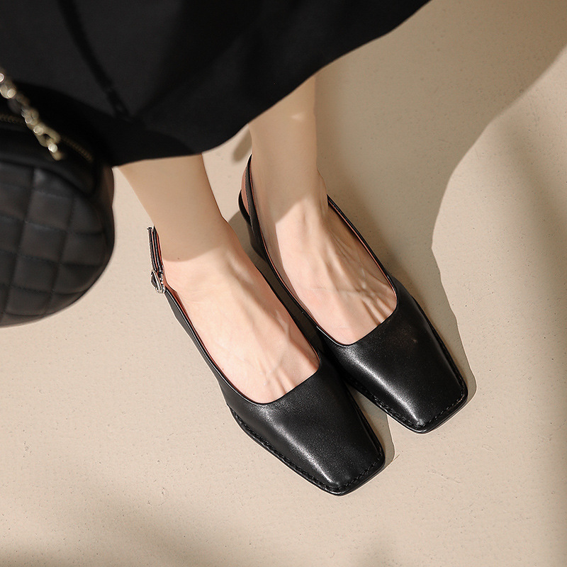 CHIKO Sigrid Square Toe Block Heels Slingback Shoes