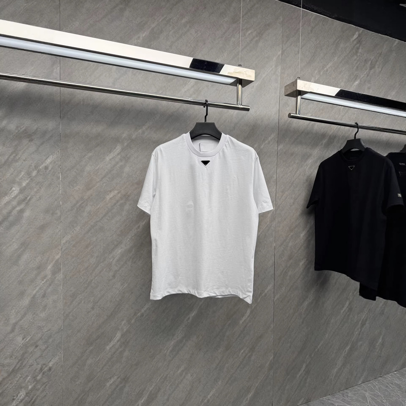 【Ceiling-Level Quality, After-Sales Support】Real Shot of Metal Triangle Collar Label, Round Neck, High Weight Short-Sleeve Shirt, Unisex