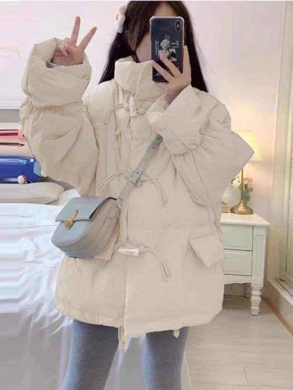 羽绒棉衣宽松韩版新款2025冬季加厚棉袄牛角面包棉服外套批发货源|undefined
