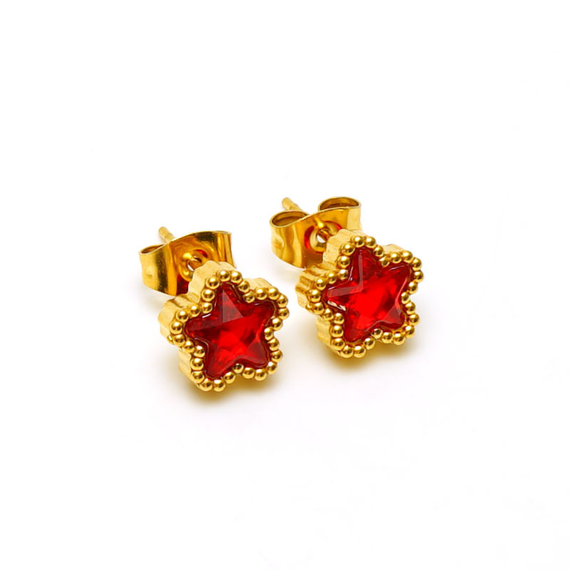 1 Pair Simple Style Flower Inlay Stainless Steel Zircon 18K Gold Plated Ear Studs display picture 8