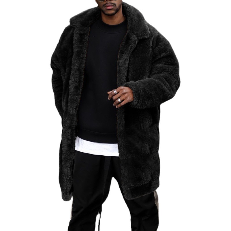 Comercio exterior transfronterizo Chaqueta de media longitud de felpa casual suelta para hombres europeos y americanos Amazon Chaqueta de color sólido para hombres