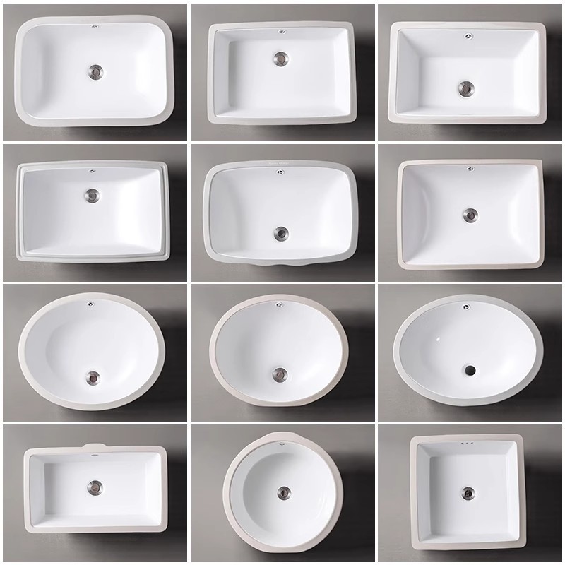 Ceramic Under-Counter Basin Size Oval Washbasin Balcony Pool Embedded Home Hotel Apartment Single Washbasin