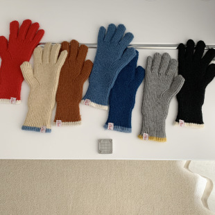Korean Finger Touchscreen Gloves Women's Winter Cute ins Warm Cycling Couple Finger Knitted Wool Student