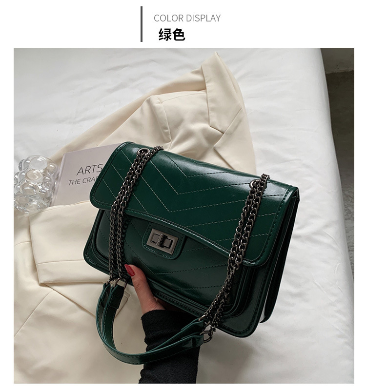 2021 New Women's Bags Fashion Chain Messenger Bag Embroidery Thread One-shoulder Small Square Bag display picture 15