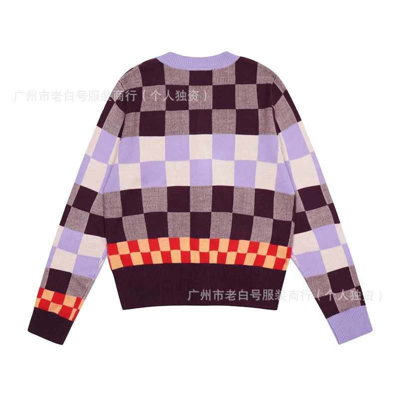 Vivienne west wood West Queen Mother Vivienne Saturn вышитая клетчатая ретро вязаный кардиган свитер