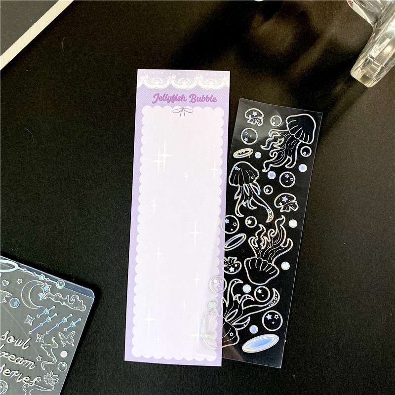 Soul dream series PET láser dorado goo tarjeta pegatinas mariposa medusas ballena sueño estrella persiguiendo pequeñas pegatinas de material de tarjeta