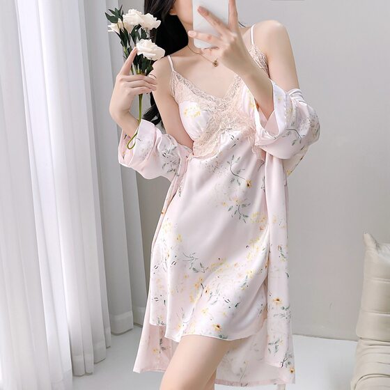 Printed Nightgown Two-Piece Set