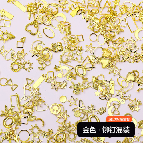 Japanese-style nail accessories with metal rivets, mixed punk retro hollow nail fashion mixed nail small accessories wholesale