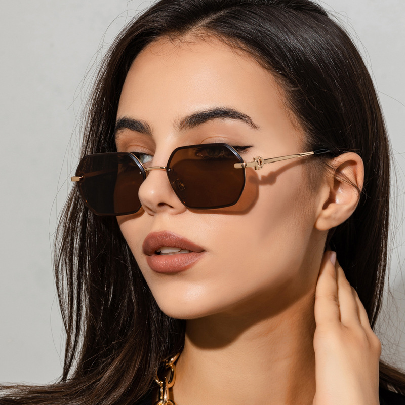 Gafas De Sol Para Mujer Con Marco De Metal Poligonal De Nueva Moda display picture 1