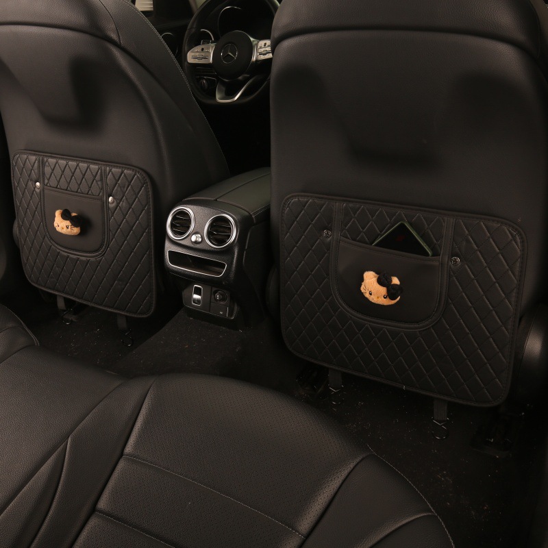 Casual Ladies Cute Cartoon Chair Back Anti-Kick Pad Car Seat Back Anti-Fouling Pad Seat Back Pocket Hanging Type