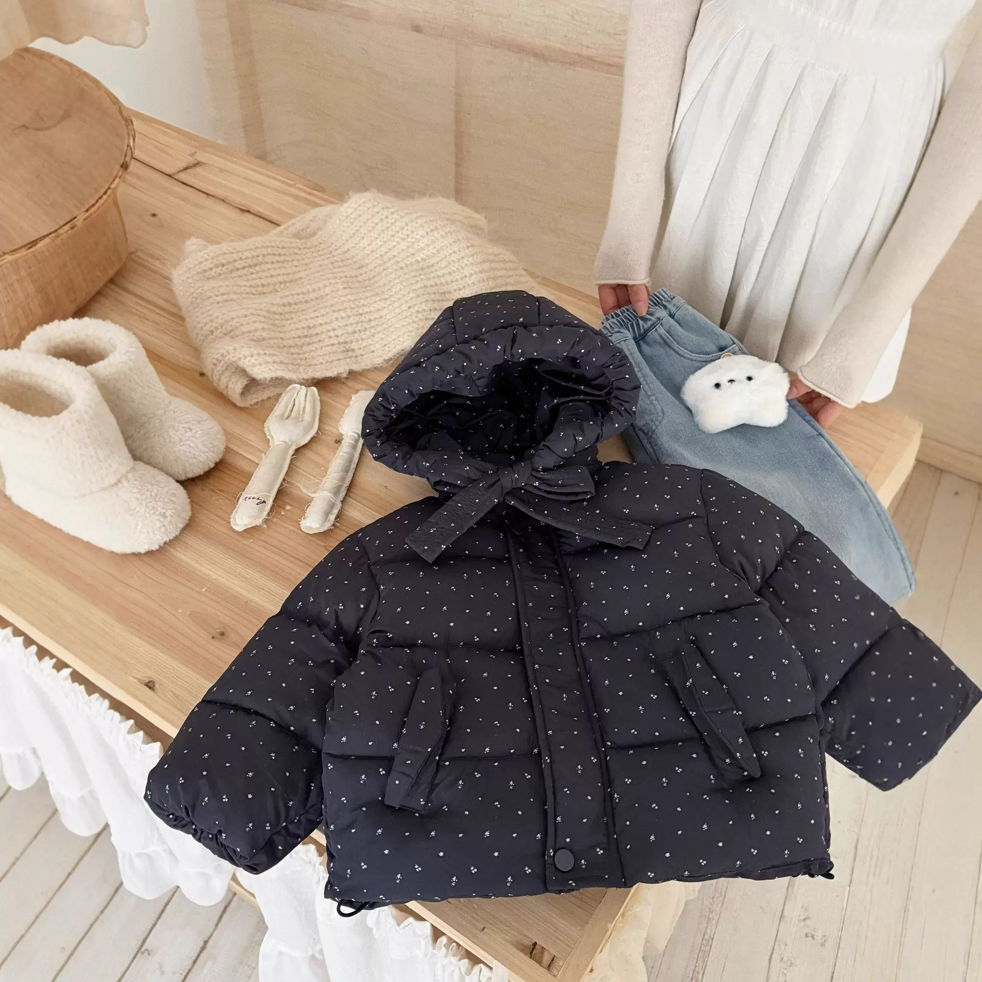 女童韩版保暖棉服2025冬季新款儿童田园百搭碎花防跑棉外套