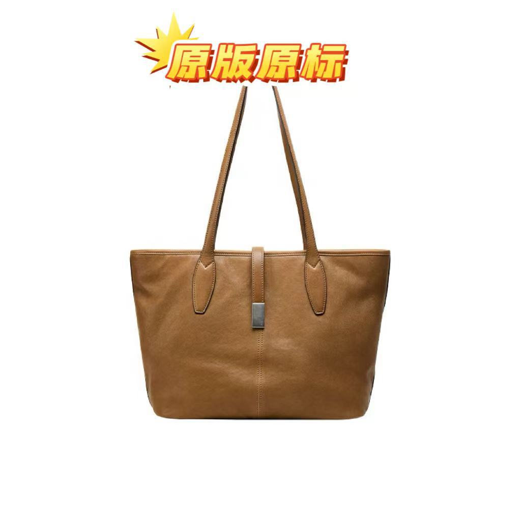 Qiuzhen Vegetable Tanned Cowhide Large Capacity Tote Bag For Women, Genuine Leather Casual Shoulder Bag, 2026 New Arrival - Thumbnail 6