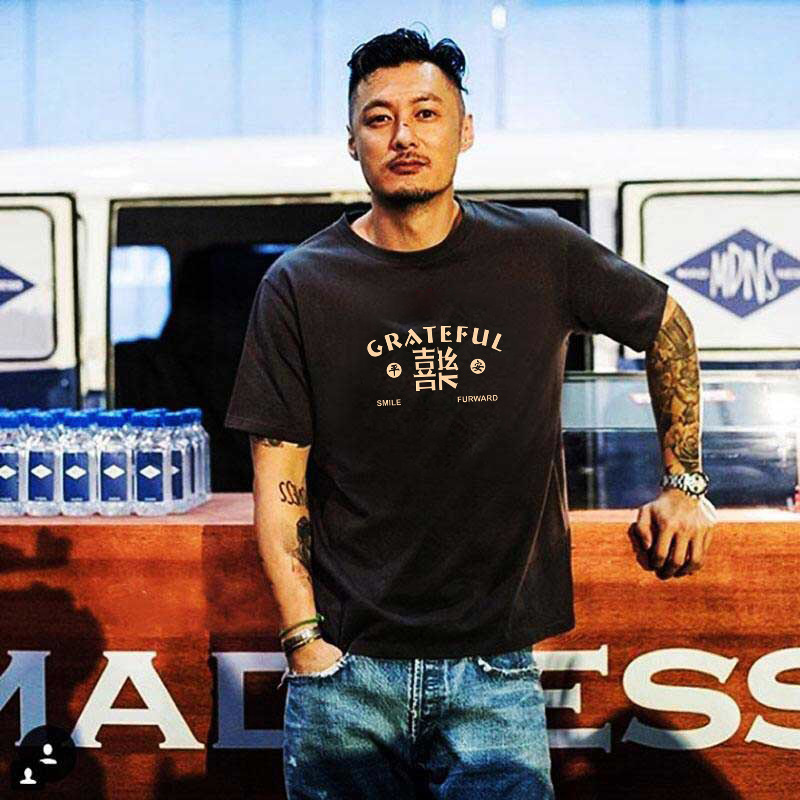 Yu Wenle 2022 New Summer National Fashion Short-sleeved T-shirt Men's Loose Large Size Fashionable Cotton Half-sleeved T-shirt Top