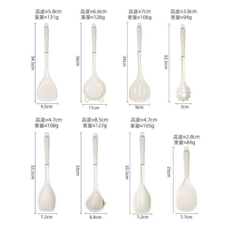 2025 new product silicone handle silicone kitchenware set non-stick pot cooking shovel household spatula soup spoon rice spoon