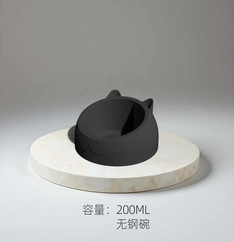 Celebridad de Internet de acero inoxidable gato tazón perro tazón doble tazón protección cervical gato tazón boca oblicua caliente comida para mascotas tazón gato suministros