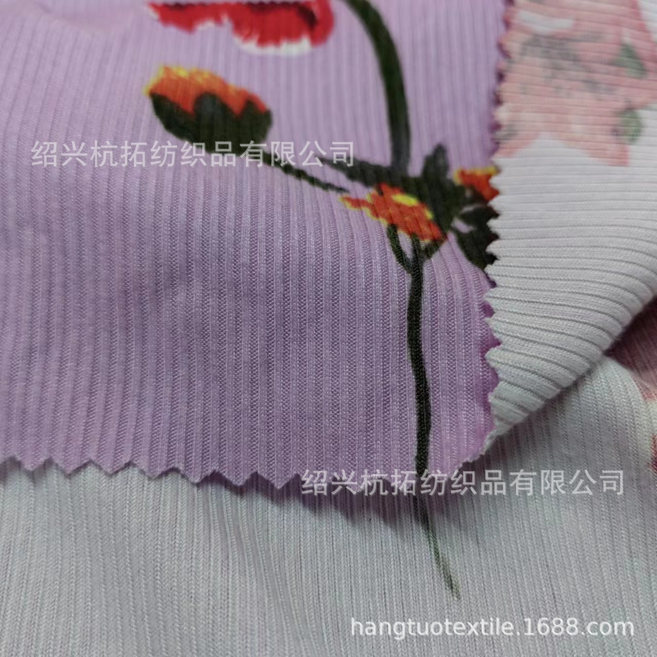 针织160g涤氨纶2*2印花罗纹全棉 TC CVC印花罗纹拉毛罗纹